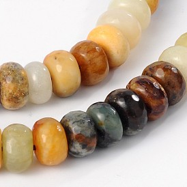 Natural Xiuyan Jade Strands, Rondelle, Faceted