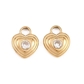 304 Stainless Steel Rhinestone Pendants, Heart Charms