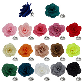 17шт. броши-цветы из ткани, с железными контактами