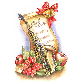 Diy navidad tema saxofón patrón diamante pintura kits, incluyendo pedrería de resina, bolígrafo adhesivo de diamante, plato de bandeja y arcilla de cola