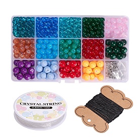 Diy ювелирная фурнитура, со стеклянными бусинами, антикварная посеребренные шарики сплава, эластичная хрустальная нить и вощеный хлопковый шнур