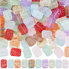 100 шт. Прозрачные стеклянные бусины, окрашенные распылением., прямоугольные