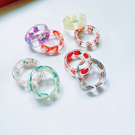 Кольцо из геометрической красочной фруктовой серии - винтажный стиль, похожий на конфету, прозрачный.
