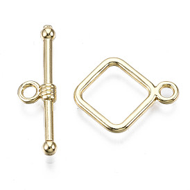 Alloy Toggle Clasps, Cadmium Free & Nickel Free & Lead Free, Rhombus