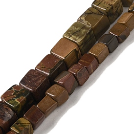 Natural Picasso Jasper Beads Strands, Cube