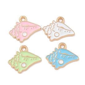 Alloy Enamel Pendants, Light Gold, Cadmium Free & Lead Free, Ice Cream Charm