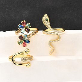 Латунные микро проложить манжеты кольца кубического циркония, золотые