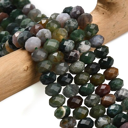 Природного индийского агата бисер нитей, граненые, рондель