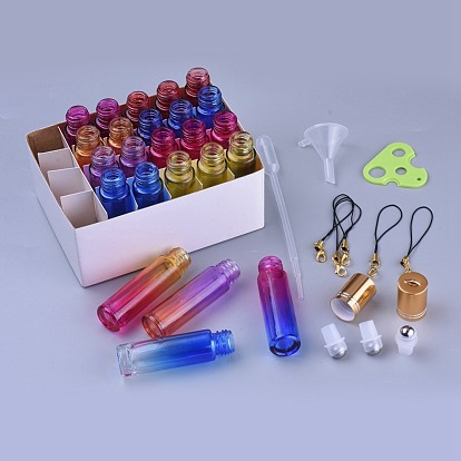 Стеклянный градиент цвета эфирное масло пустой флакон духов, с роликом