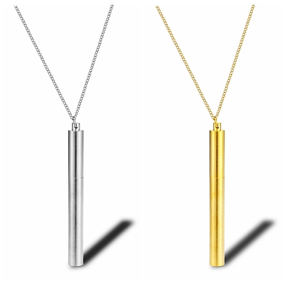 Collar con colgante de cenizas de urna de columna de acero inoxidable, joyería conmemorativa para hombres mujeres