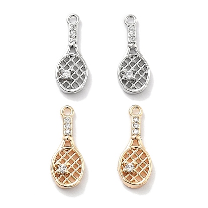 Подвески из латуни с покрытием из прозрачного кубического циркония, без кадмия, без никеля и без свинца, долговечный, очарование теннисной ракетки