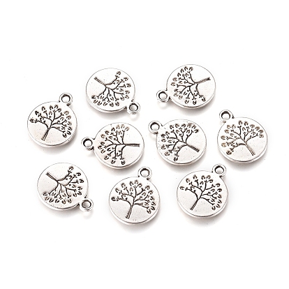 Плоские круглые с подвесками из сплава дерева тибетском стиле, без кадмия, без никеля и без свинца, 18.5x15x2 мм, Отверстие : 2 мм , около 590 шт / 1000 г