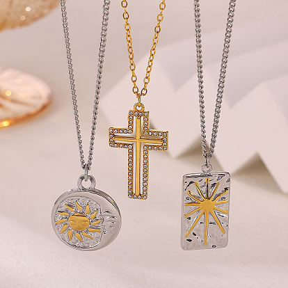 304 Stainless Steel Pendant Necklaces, Golden & Stainless Steel Color