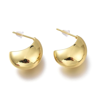 Серьги-кольца из латуни, серьги в форме полумесяца, со стальными штифтами и пластиковыми гайками для ушей, долговечный