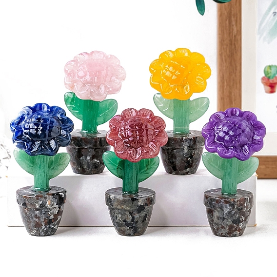 Украшения для витрины из натуральных драгоценных камней, фигурка для украшения дома, энергетический камень рейки для исцеления, подсолнечник