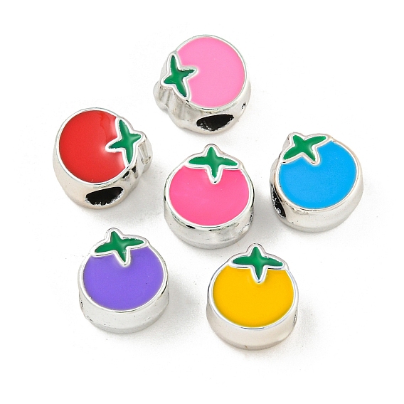 Ccb пластиковые европейские бусины, бусины с большим отверстием, с эмалью, оранжевые