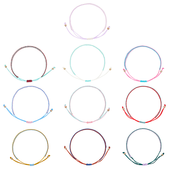 10 шт. 10 цвета двухцветные полиэстеровые шнуры плетеные браслеты для дружбы