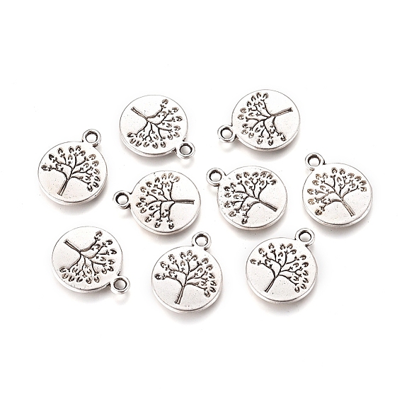 Плоские круглые с подвесками из сплава дерева тибетском стиле, без кадмия, без никеля и без свинца, 18.5x15x2 мм, Отверстие : 2 мм , около 590 шт / 1000 г