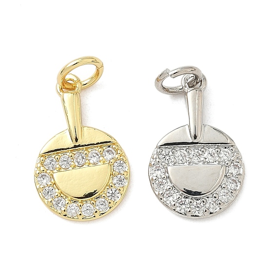 Латунные микро проложить кубического циркония подвески, Ракетки для настольного тенниса, долговечный, без кадмия и без свинца, стойки покрытие, с целью перехода в кольце