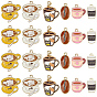 36Pcs 6 Styles Alloy Enamel Pendants, Coffee Themed Charms