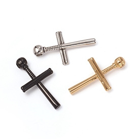 304 Stainless Steel Big Pendants, Sports Charms, Cross with Baseball