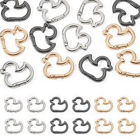 12Pcs 3 Colors Alloy Spring Gate Rings, Duck