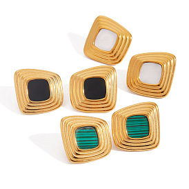 304 серьги-гвоздики из нержавеющей стали и акрила, золотые