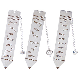 3шт. 3 стилей закладок из нержавеющей стали, Форма ручки с мотивирующими словами