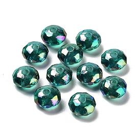 Perles acryliques, de couleur plaquée ab , facette, rondelle