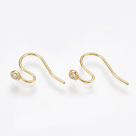 Латунные крючки для сережек, с кубического циркония, без никеля 