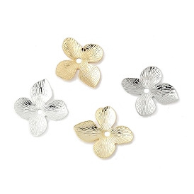 Шапочки и конусы для бусин, латунные, 4-лепестков цветка