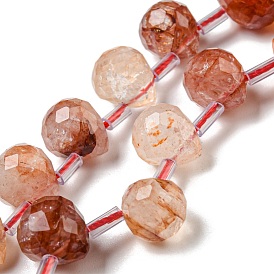 Brins de perles de quartz hématoïde rouge naturel/quartz ferrugineux, facette, top foré, larme