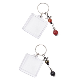 Акриловый брелок, с железными кольцами и натуральными драгоценными камнями, ангел