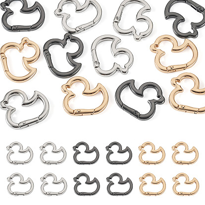 12Pcs 3 Colors Alloy Spring Gate Rings, Duck