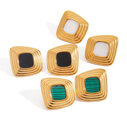 304 серьги-гвоздики из нержавеющей стали и акрила, золотые