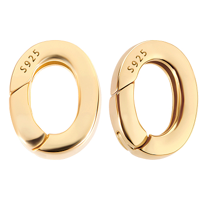 3 шт. 925 Кольца с пружинным затвором из стерлингового серебра, овал со штампом 925