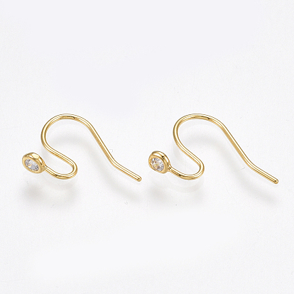Латунные крючки для сережек, с кубического циркония, без никеля 
