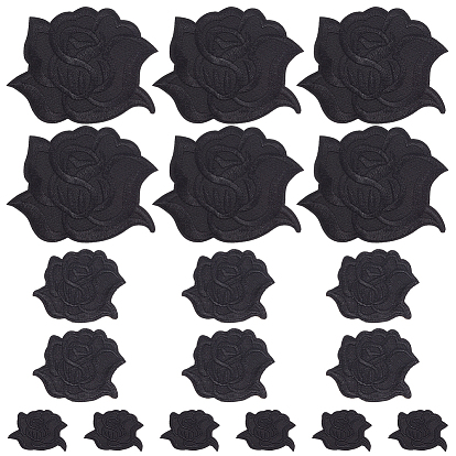 15 шт. 3 стили термонаклейки на ткань, аппликация патч, швейные украшения, цветок