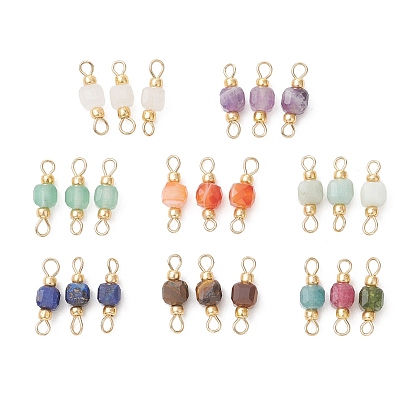 Натуральные ограненные кубические подвески из смешанных камней, натуральные цветочные амазонит, аметист, зеленый авантюрин, полосатый агат, лазурит, тигровый глаз, разноцветный турмалин и розовый кварц, золотые