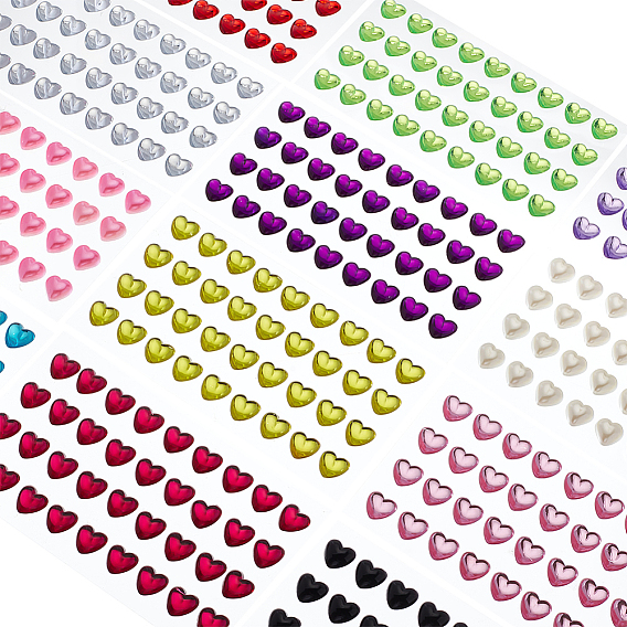 12 листы 12 цветные наклейки в форме сердца из акрила со стразами, наклейки с хрустальными драгоценными камнями, diy nail art, автомобиль, украшение мобильного телефона