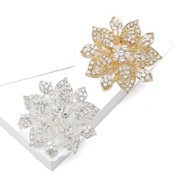 Броши со стразами из цветочного сплава для рюкзака, одежды