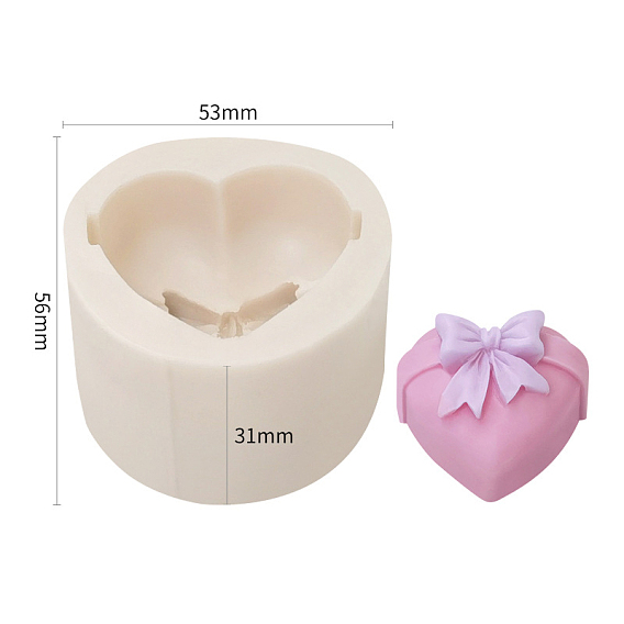 Heart with Bowknot DIY Silicone Molds, Fondant Molds, for Ice, Chocolate, Candy, UV Resin & Epoxy Resin Craft Making