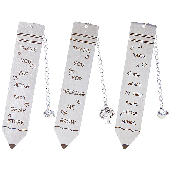 3шт. 3 стилей закладок из нержавеющей стали, Форма ручки с мотивирующими словами