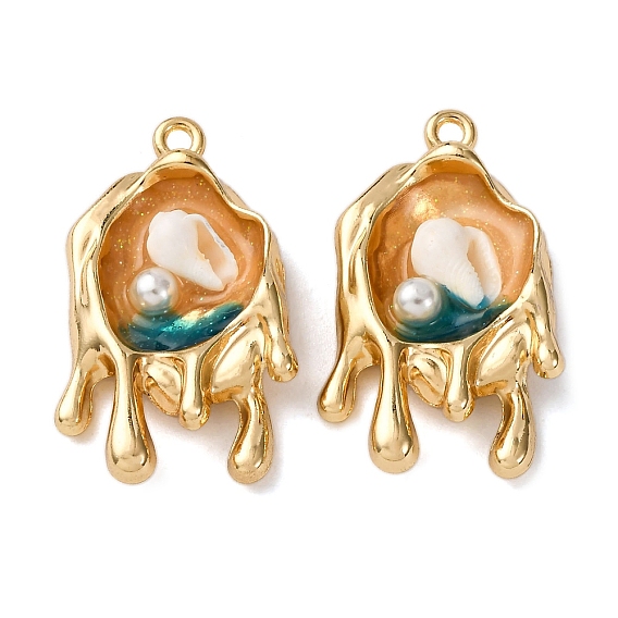 Подвески из эмалевого сплава легкого золота, плавление в форме раковины, с ABS имитации жемчуга, стойки покрытие