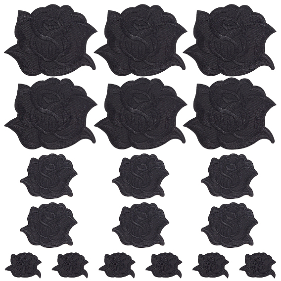 15 шт. 3 стили термонаклейки на ткань, аппликация патч, швейные украшения, цветок