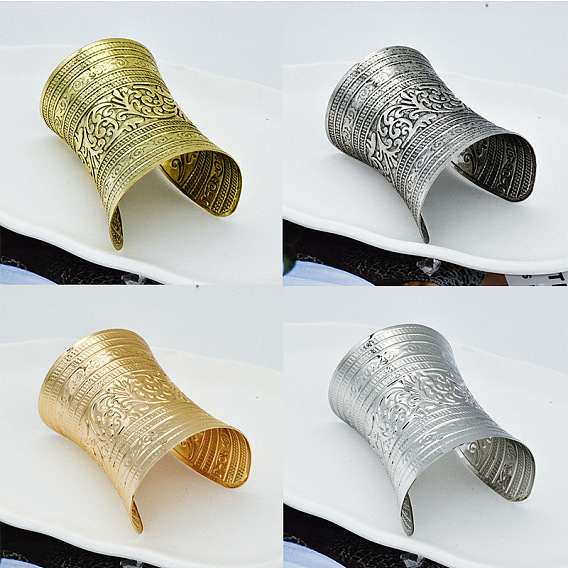 Браслеты-манжеты из сплава exaggerate, рельефные браслеты для женщин, цветок