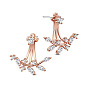 SHEGRACE Trendy Real 18K Gold Plated Brass Ear Jackets, with Micro Pave AAA Cubic Zirconia Twig, 20mm