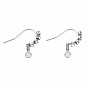 304 Stainless Steel Hooks, with Horizontal Loop and Clear Cubic Zirconia, Ear Wire