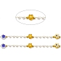 Handmade Flower and Glass Pearl Beaded Chains, Ion Plating(IP) 316 Surgical Stainless Steel Chains, Soldered, with Spool