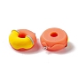 Two Tone Opaque Imitation Food Resin Pendants, with Platinum Tone Iron Loops, Donut Charms